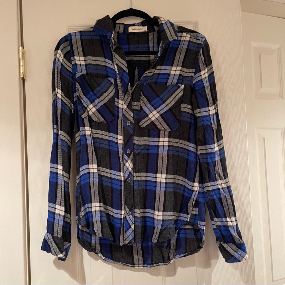 Bella Dahl Blue and Grey Button Down Top